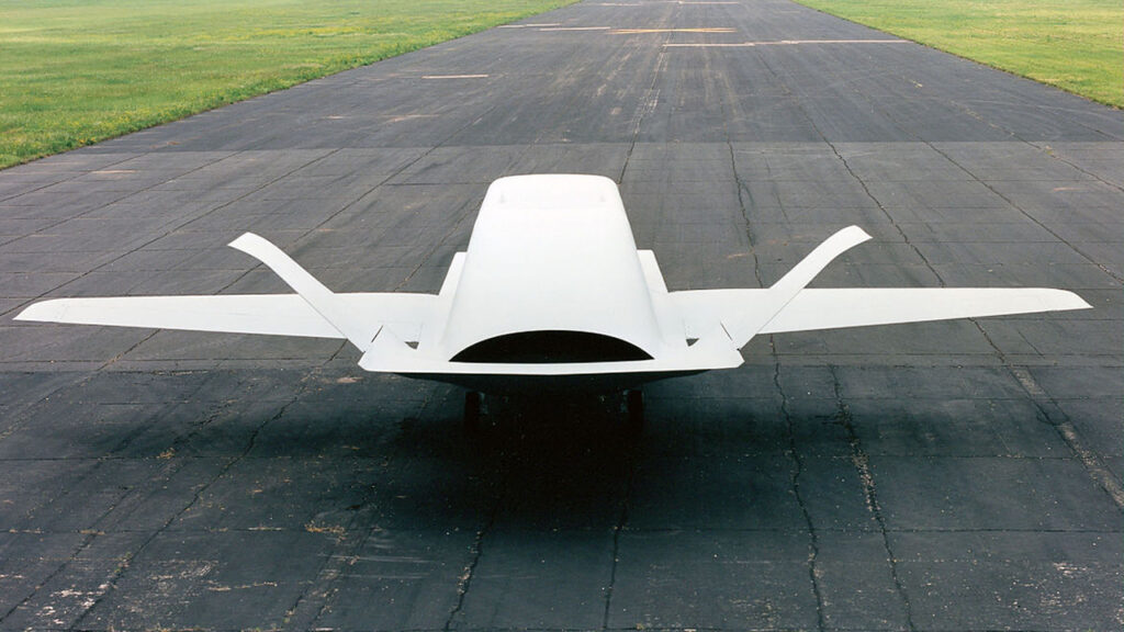 Tacit Blue aircraft rear view